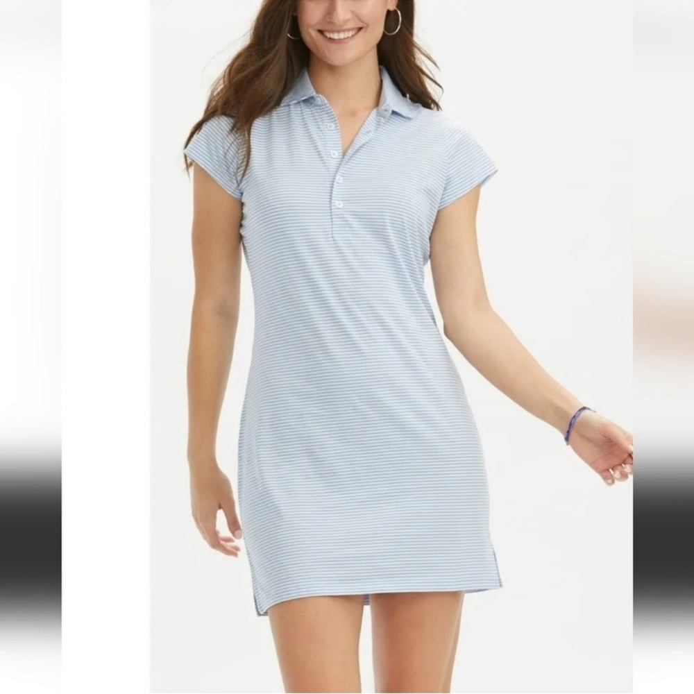 Renwick Light Blue Striped Dress polo striped cotton stretch
